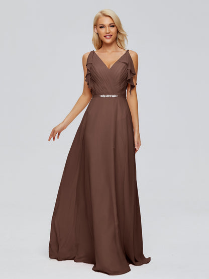 Brianna Straps V-back Chiffon Bridesmaid Dresses