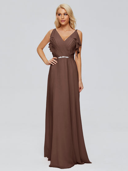 Brianna Straps V-back Chiffon Bridesmaid Dresses
