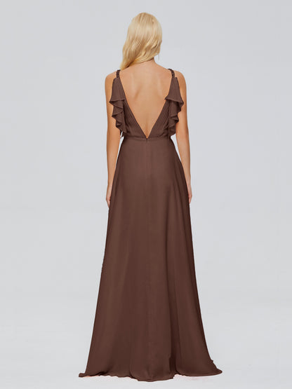 Brianna Straps V-back Chiffon Bridesmaid Dresses