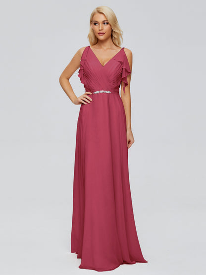 Brianna Straps V-back Chiffon Bridesmaid Dresses