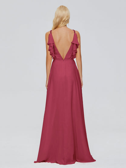 Brianna Straps V-back Chiffon Bridesmaid Dresses
