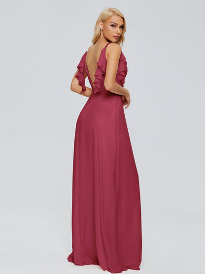 Brianna Straps V-back Chiffon Bridesmaid Dresses