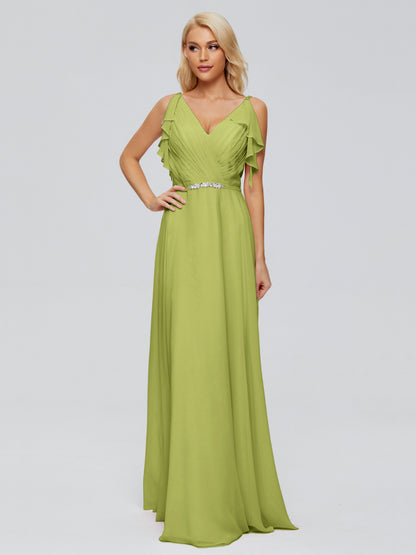 Brianna Straps V-back Chiffon Bridesmaid Dresses