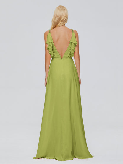 Brianna Straps V-back Chiffon Bridesmaid Dresses