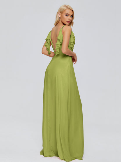 Brianna Straps V-back Chiffon Bridesmaid Dresses