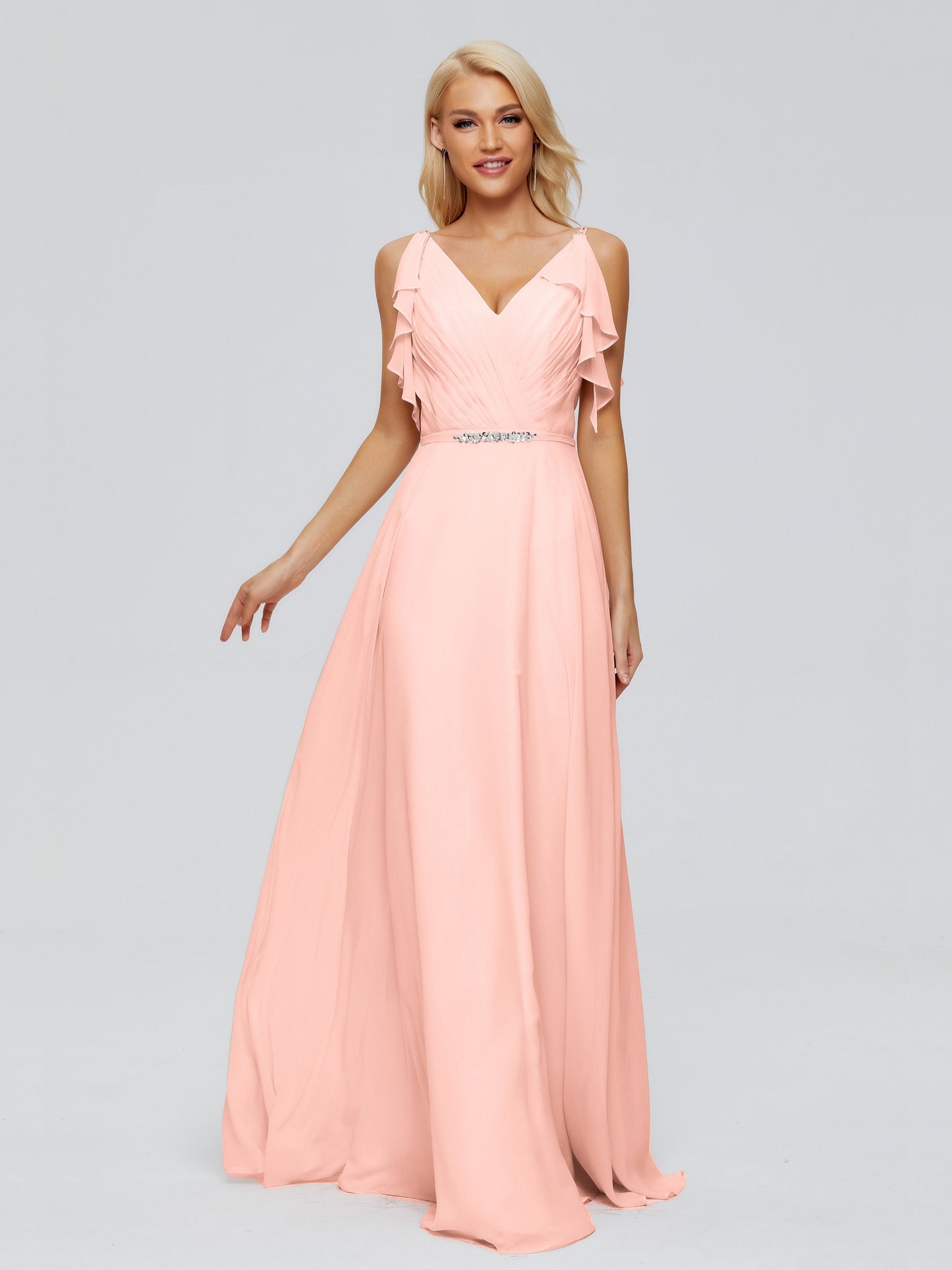 Brianna Straps V-back Chiffon Bridesmaid Dresses