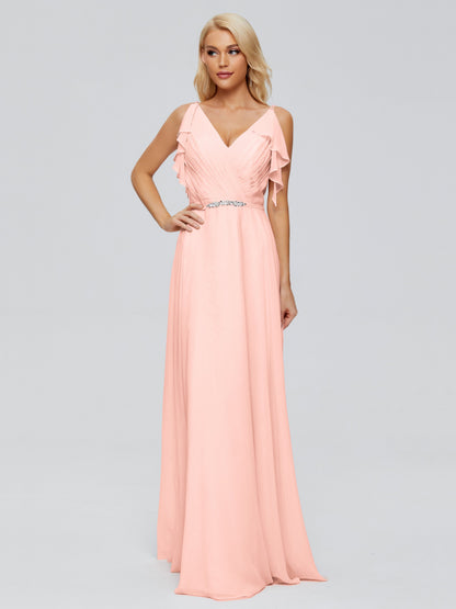 Brianna Straps V-back Chiffon Bridesmaid Dresses