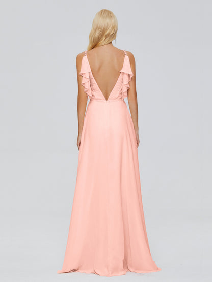 Brianna Straps V-back Chiffon Bridesmaid Dresses