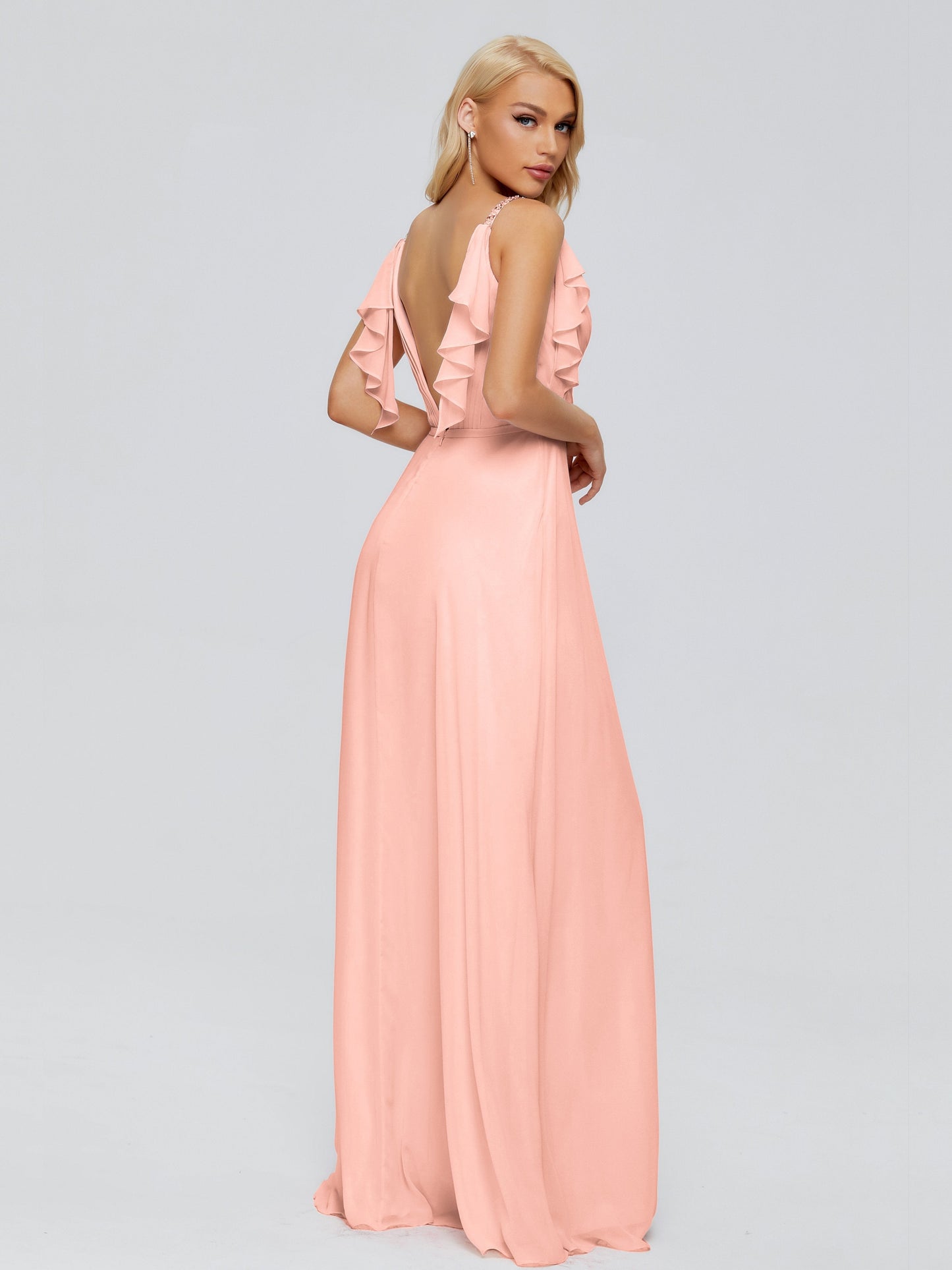 Brianna Straps V-back Chiffon Bridesmaid Dresses