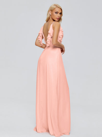 Brianna Straps V-back Chiffon Bridesmaid Dresses