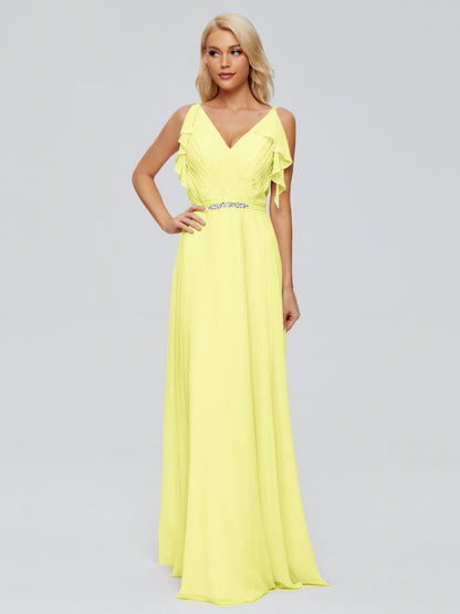 Brianna Straps V-back Chiffon Bridesmaid Dresses
