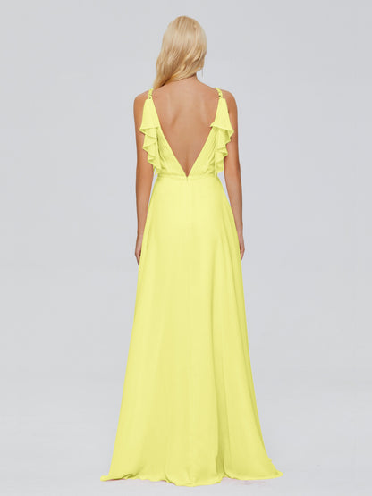 Brianna Straps V-back Chiffon Bridesmaid Dresses
