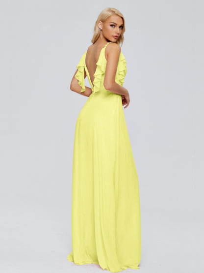 Brianna Straps V-back Chiffon Bridesmaid Dresses