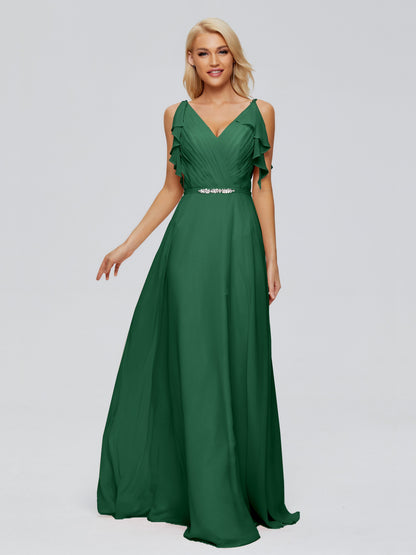 Brianna Straps V-back Chiffon Bridesmaid Dresses