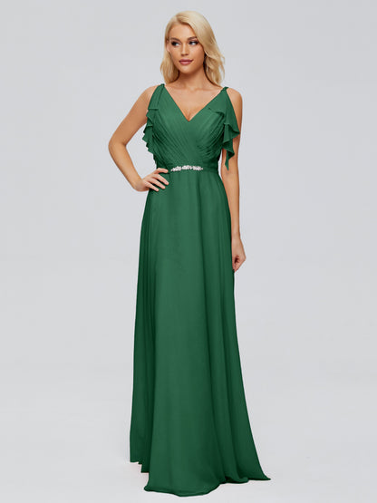 Brianna Straps V-back Chiffon Bridesmaid Dresses