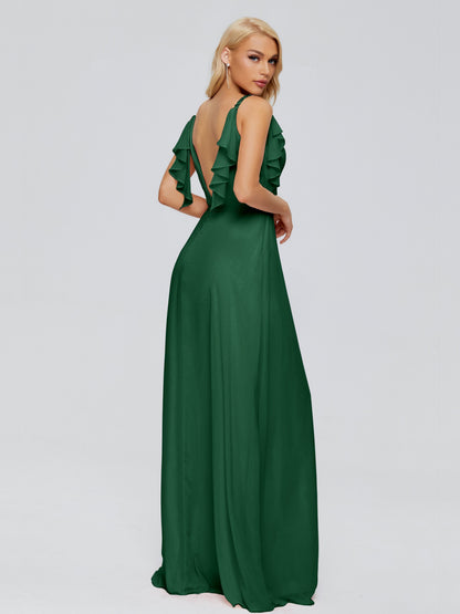 Brianna Straps V-back Chiffon Bridesmaid Dresses