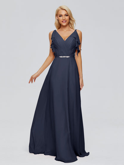 Brianna Straps V-back Chiffon Bridesmaid Dresses