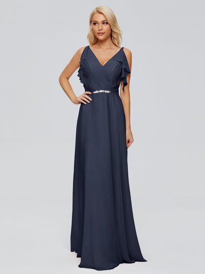 Brianna Straps V-back Chiffon Bridesmaid Dresses