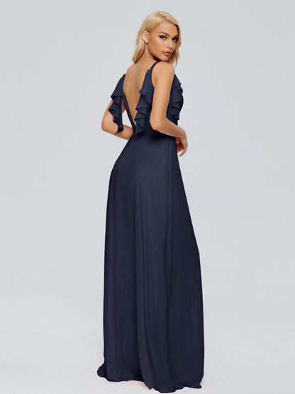 Brianna Straps V-back Chiffon Bridesmaid Dresses
