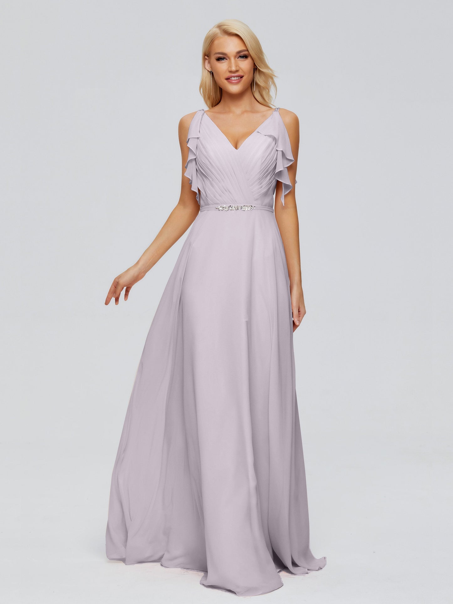 Brianna Straps V-back Chiffon Bridesmaid Dresses