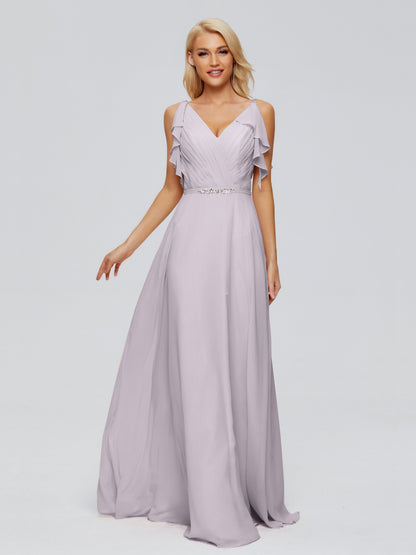 Brianna Straps V-back Chiffon Bridesmaid Dresses