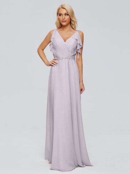 Brianna Straps V-back Chiffon Bridesmaid Dresses