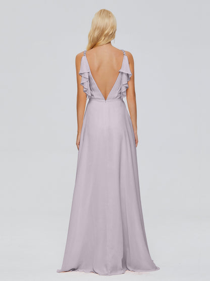 Brianna Straps V-back Chiffon Bridesmaid Dresses