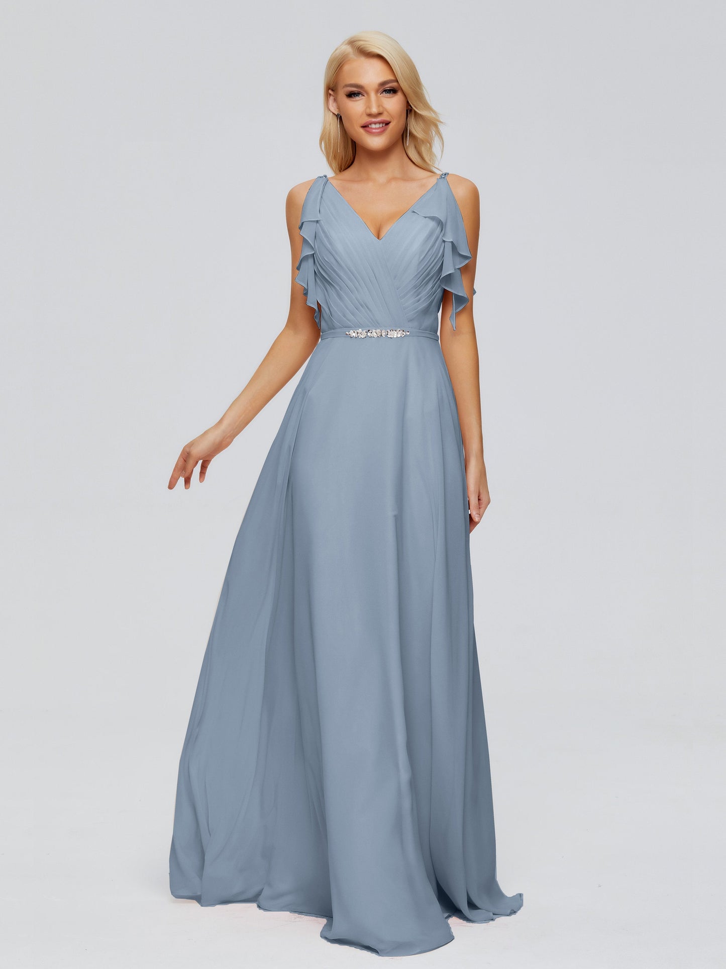 Brianna Straps V-back Chiffon Bridesmaid Dresses