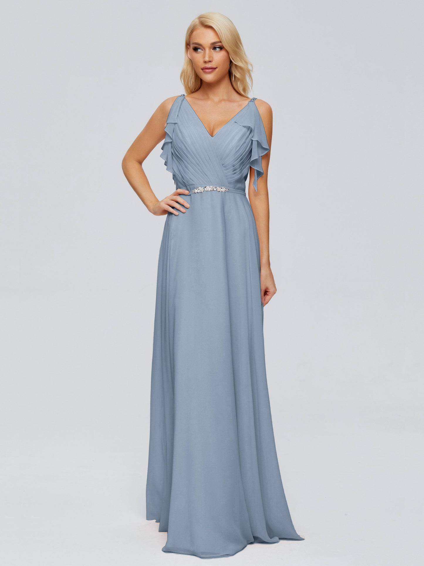Brianna Straps V-back Chiffon Bridesmaid Dresses