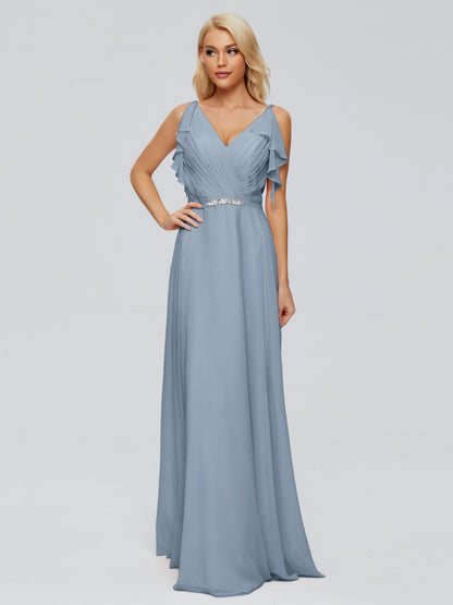 Brianna Straps V-back Chiffon Bridesmaid Dresses