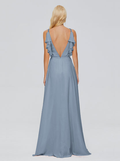 Brianna Straps V-back Chiffon Bridesmaid Dresses