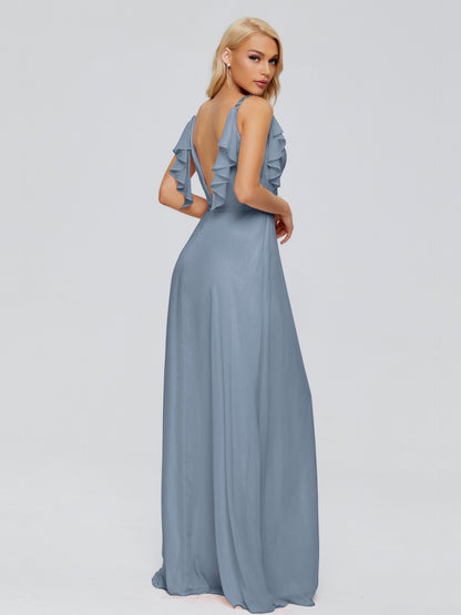Brianna Straps V-back Chiffon Bridesmaid Dresses