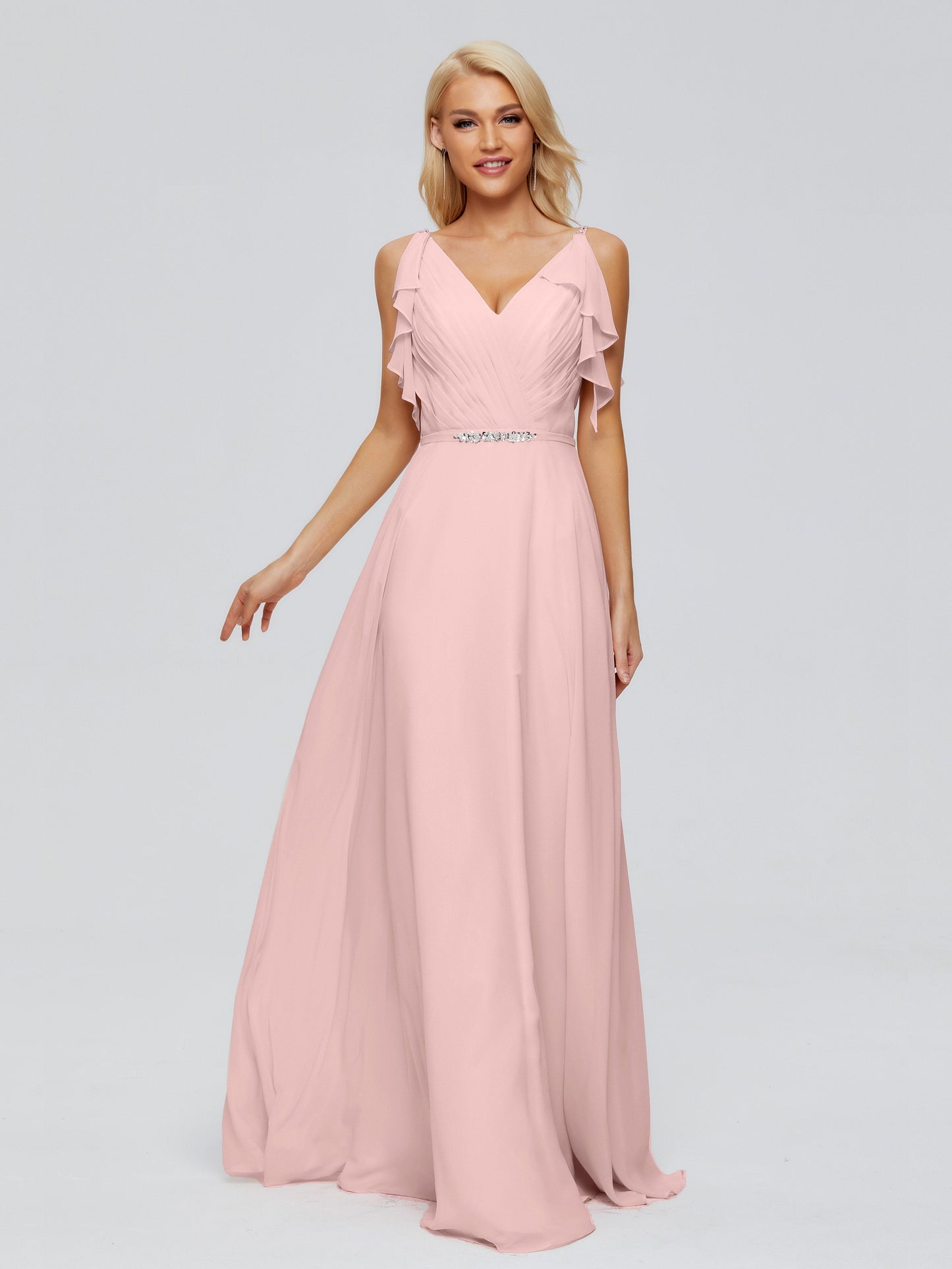 Brianna Straps V-back Chiffon Bridesmaid Dresses