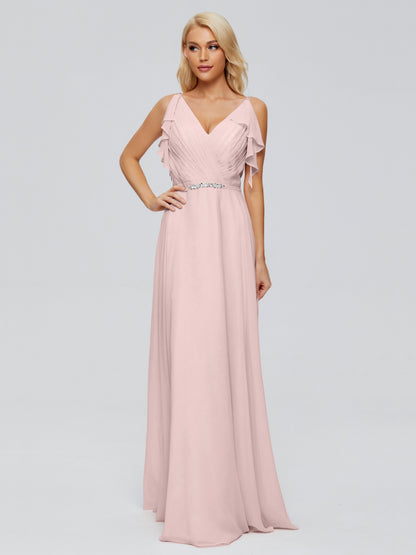 Brianna Straps V-back Chiffon Bridesmaid Dresses
