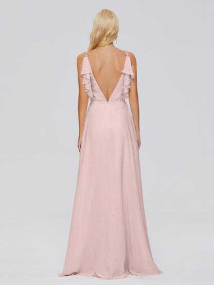 Brianna Straps V-back Chiffon Bridesmaid Dresses