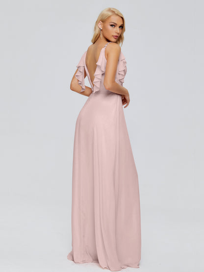 Brianna Straps V-back Chiffon Bridesmaid Dresses