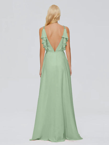 Brianna Straps V-back Chiffon Bridesmaid Dresses