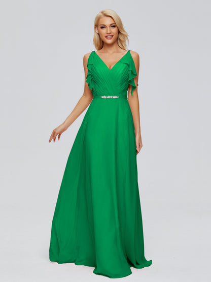 Brianna Straps V-back Chiffon Bridesmaid Dresses