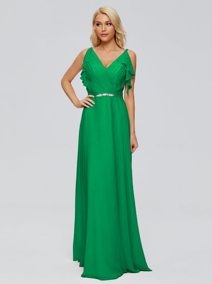 Brianna Straps V-back Chiffon Bridesmaid Dresses