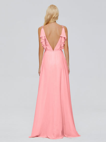 Brianna Straps V-back Chiffon Bridesmaid Dresses