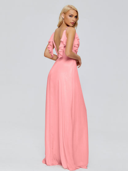 Brianna Straps V-back Chiffon Bridesmaid Dresses