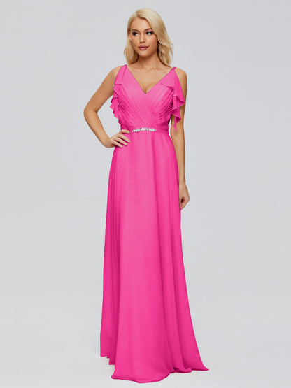 Brianna Straps V-back Chiffon Bridesmaid Dresses