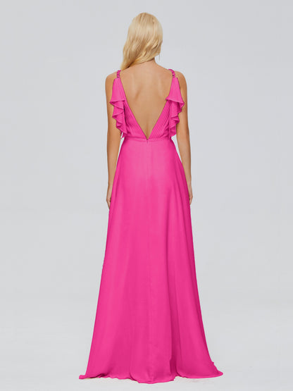 Brianna Straps V-back Chiffon Bridesmaid Dresses