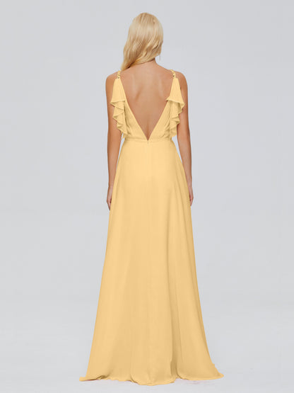 Brianna Straps V-back Chiffon Bridesmaid Dresses