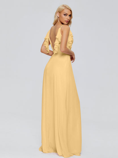 Brianna Straps V-back Chiffon Bridesmaid Dresses
