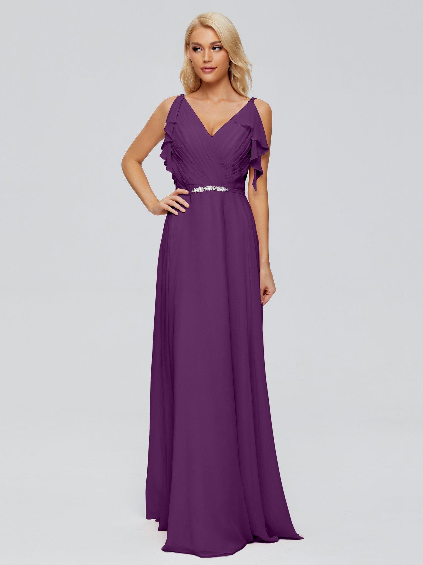 Brianna Straps V-back Chiffon Bridesmaid Dresses