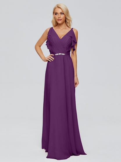 Brianna Straps V-back Chiffon Bridesmaid Dresses