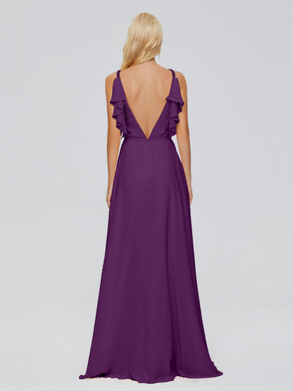 Brianna Straps V-back Chiffon Bridesmaid Dresses