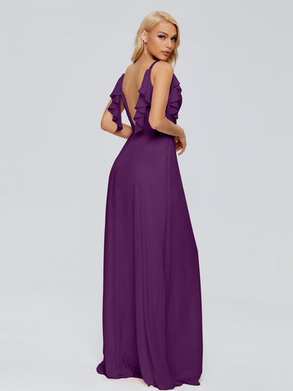 Brianna Straps V-back Chiffon Bridesmaid Dresses