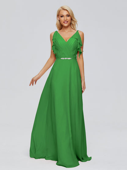 Brianna Straps V-back Chiffon Bridesmaid Dresses